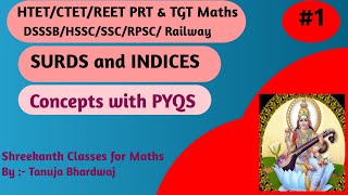 Surds and Indices 🔥 all competitive exams HTETCTETDSSSBSSCRRB  Shreekanth classes for maths [upl. by Alemak]