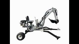 50mm ball towed mini backhoe from transport mode to Digging mode Setting Up [upl. by Cirded578]