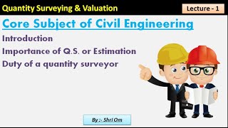 Quantity Surveying and Valuation Estimation and Costing  Lecture  1 [upl. by Garreth]