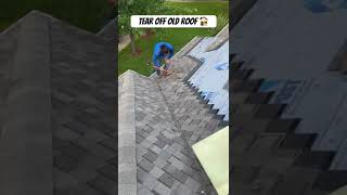 Tear off old roof 🏚️ roofing roofer construction roofs work tools [upl. by Currey]