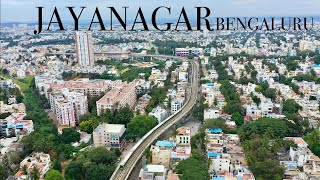 Jayanagar 4th block  Namma metro train Jayanagar 4th block Bengaluru city Aerial drone tour [upl. by Anibla945]