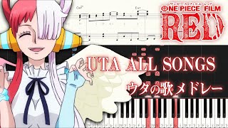 ONE PIECE FILM RED  Uta All Songs Piano Medley  Hard Piano Tutorial  Sheets [upl. by Berlyn]