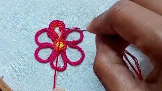 Flower embroidery tutorial kashmiri kadhai embroidery tutorials beautiful flower embroidery design [upl. by Kere]