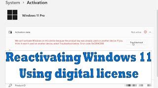 How to Activate Windows 11 using Digital License  Reactivate Windows After Hardware Change [upl. by Howes]