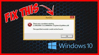 Fix C\Progra\common1\System\Sysmenudll The Specified module could not be found [upl. by Enrico]