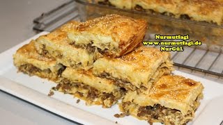 Kıymalı Makarnalı Börek Nasıl yapılır tarifi  Makarna böreği  Nurmutfagi [upl. by Annaesor]