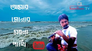 Amar Sonar Moyna Pakhi  আমার সোনার ময়না পাখি  flute cover  Sandhan Tv [upl. by Ativet]