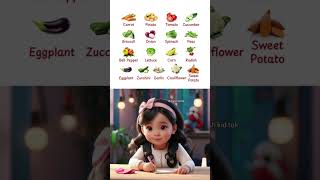 Vegetable Names in English 💥✨🧐animated animatededucation kids viralshort [upl. by Anaic]