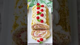 Pistachio Raspberry Swiss Roll Cake shorts [upl. by Hut848]