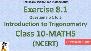 Exercise 81 class 10 maths solutionIntroduction to trigonometry Chapter 8 [upl. by Yrohcaz]