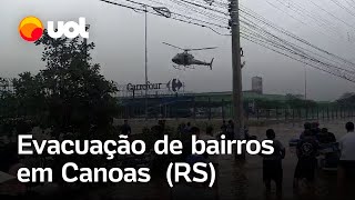 Enchentes no RS vídeo mostra resgate de moradores com helicópteros em Canoas [upl. by Ylra]