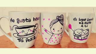 DECORACIÓN POCILLOS MUGS PERSONALIZADOS 💓 DIY MANUALIDADES [upl. by Torie]