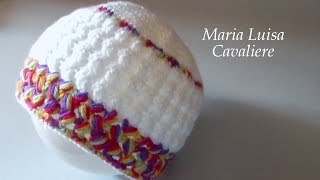 Cappello neonato 0  max 6 mesi alluncinetto video tutorial punto freccette e punto puff incrociato [upl. by Biebel922]