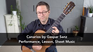 Canarios by Gaspar Sanz and Lesson for Classical Guitar [upl. by Buote570]