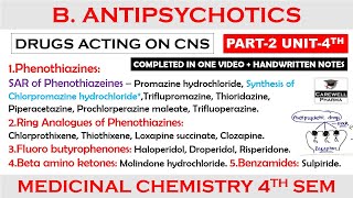 Antipsychotic drug complete SAR  Mechanism  Phenothiazines  P2 U4  Medicinal Chemistry 1 [upl. by Odessa802]