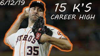 Justin Verlanders 15 Strikeout Game Career High  June 12 2019  2019 MLB Season [upl. by Relyuc]