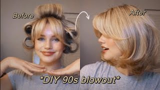 DIY 90s Blowout for Short Hair  Shoulder Length  Tutorial [upl. by Ard]