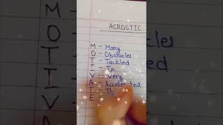 Acrostic Poem on Motivate  acrosticpoem acrostics motivate [upl. by Yort]