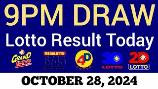 Lotto Result Today 9pm Draw October 28 2024 Swertres Ez2 PCSO Live Result [upl. by Aire]