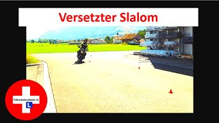 Motorradprüfung Schweiz Versetzter Slalom [upl. by Terrill]