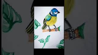 Beautiful Bird and Flowers part2 Drawing Tutorial freehand Drawingart ytshorts subscribeshort [upl. by Iden]