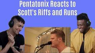 Pentatonix Reacts to Scotts Riffs and Runs [upl. by Cirdek527]