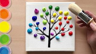 Easy 3Step Rainbow Tree Painting in 5 Minutes  Easy painting for beginners [upl. by Yluj]