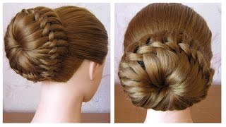 Chignon tressé facile ⭐︎ Tuto Coiffure simple cheveux mi longlong ⭐︎ Coiffure tresse en noeuds [upl. by Norok]