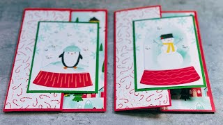 🔴Fun Fold Card mit ZuschnittangabenSPASS IM SCHNEE [upl. by Gina]