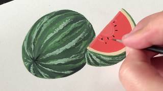 Gouache Painting a Watermelon by Philip Boelter [upl. by Acceb]