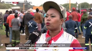 NUMSA members picket outside ArcelorMittal offices [upl. by Eelyrag]