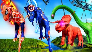 🌍 Spiderman Tyrannosaurus Vs Captain America Ultimasaurus Dinosaurs Fight 🌍Jurassic World Evolution [upl. by Othilie138]