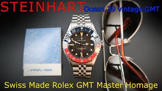 Steinhart Ocean 39 vintage GMT premium BLUE RED Ceramic Pepsi Rolex GMT Master 6542 Homage 1675 [upl. by Irik353]