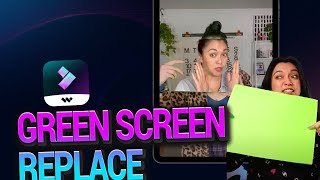 Green Screen Square Replacement Effect  FilmoraGo Mobile Video Editing Tutorial [upl. by Sirromal]