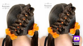 💕🐰How To Pull Through Braid into Pigtails Hairstyle Tutorial🐰💕tutorial hair hairstyle [upl. by Anirehtac242]