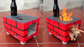 How To Make A Smokeless Firewood Stove So Easy  Product From Cement [upl. by Ydollem]