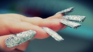 Edge Glitter Acrylic Nails  Step by Step Tutorial [upl. by Kenn]