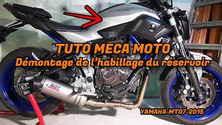 Tuto Méca Moto quotMT07quot DEMONTAGE DE LHABILLAGE DU RESERVOIR [upl. by Crescint]