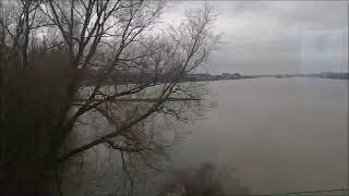 hoge waterstand van de Ijssel bij Westervoort gefilmd vanuit de trein woensdag 27 december 2023 [upl. by Ekim]