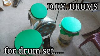 How to make SnareBass Drum High TomFloor Tom Drum Set DIY [upl. by Kerianne346]