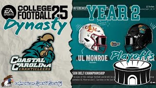 🏈Year 2  Champ VS UL Monroe  PLAYOFFS  15Coastal Carolina Chanticleers DYNASTY 🔴LIVE STREAM [upl. by Cassil719]