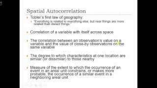 GEOG 3020 Lecture 231 Spatial Autocorrelation [upl. by Atelra]