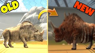 Jurassic world game Old vs new MAX LEVEL UPGRADED 😎 Elasmotherium [upl. by Gnen565]