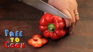 Fastest Way to Cut a Bell Pepper  Food Basic [upl. by Koenig]