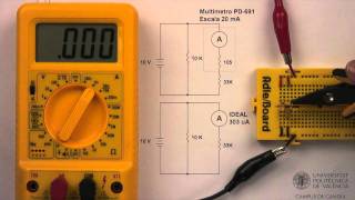 Multímetro digital Efecto de carga en medida de corrientes  2337  UPV [upl. by Carper]