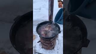 outdoorcooking cool wintersport wow bushcraft winter food bushcraftlife fishing [upl. by Corliss406]