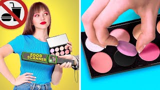 HOW TO SNEAK FOOD  When Food is Your BFF Cool Hacks to Sneak Makeup and Candies by 123 GO Series [upl. by Hpsoj]