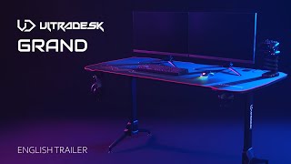 Ultradesk GRAND  Large Gaming Desk for 3 monitors  English Trailer [upl. by Alleroif666]