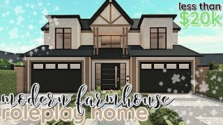 20k Bloxburg Modern Farmhouse Build 2 Story Exterior WITH VOICE [upl. by Neved]