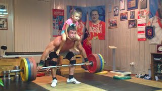 Dmitry Klokov  Home training with daughter [upl. by Lotsirb]